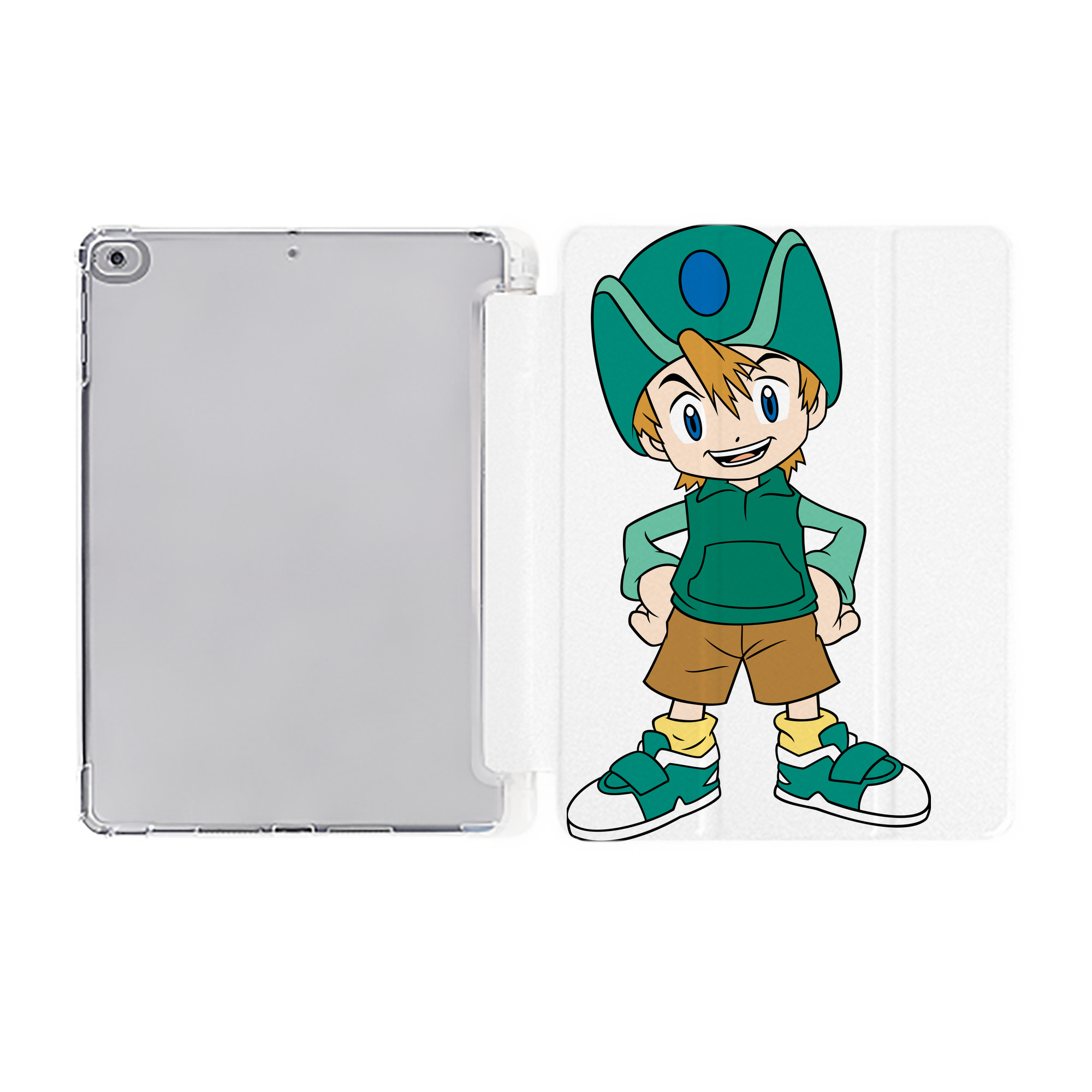 （画像用） Digimon デジタルモンスター/デジモン IPad ケース ペン収納付き 三つ折りスタンド PUレザー×シリコン 対応機種9.5/10.5/10.9インチ